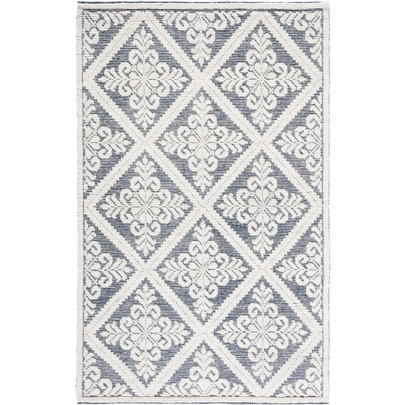 Vermont VRM306 Hand Woven Indoor Area Rug - Ivory/Navy - 4'x6' - Safavieh