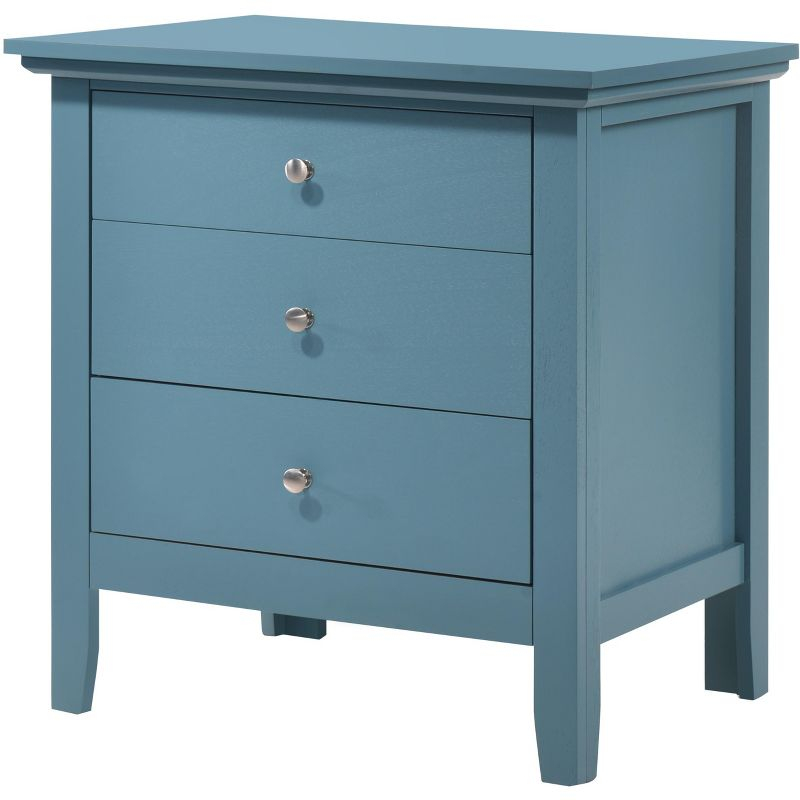 Passion Furniture Hammond 3-Drawer Teal Nightstand (26 in. H x 24 in. W x 18 in. D)