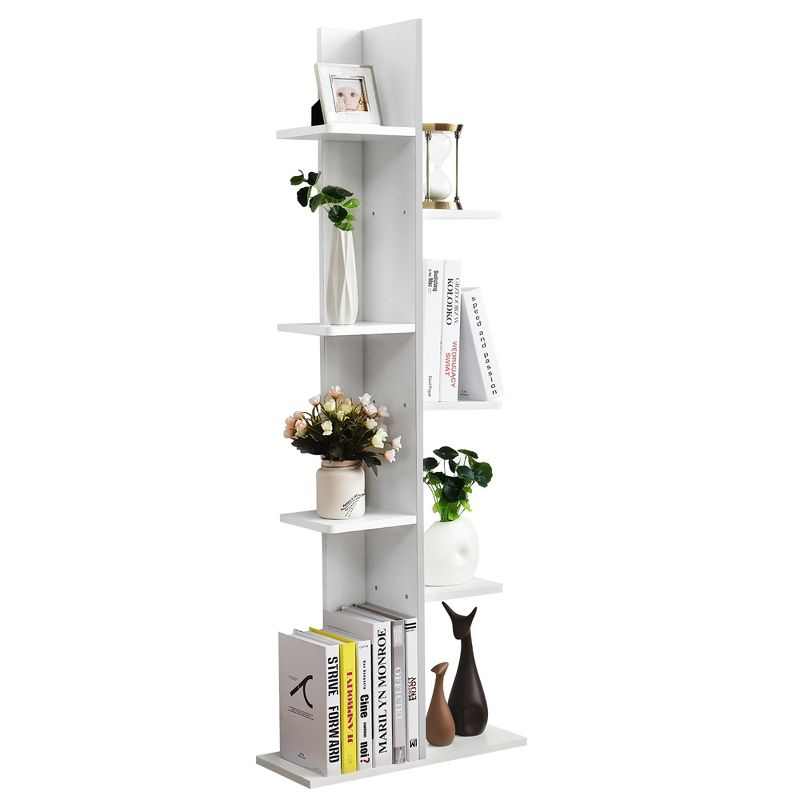 Costway Open Concept Bookshelf Plant Display Shelf Rack Storage Holder Wooden White