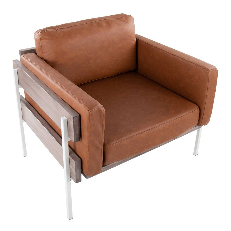 Kari Accent Chair: LumiSource, Upholstered Faux Leather, Metal Frame, Removable Cushions