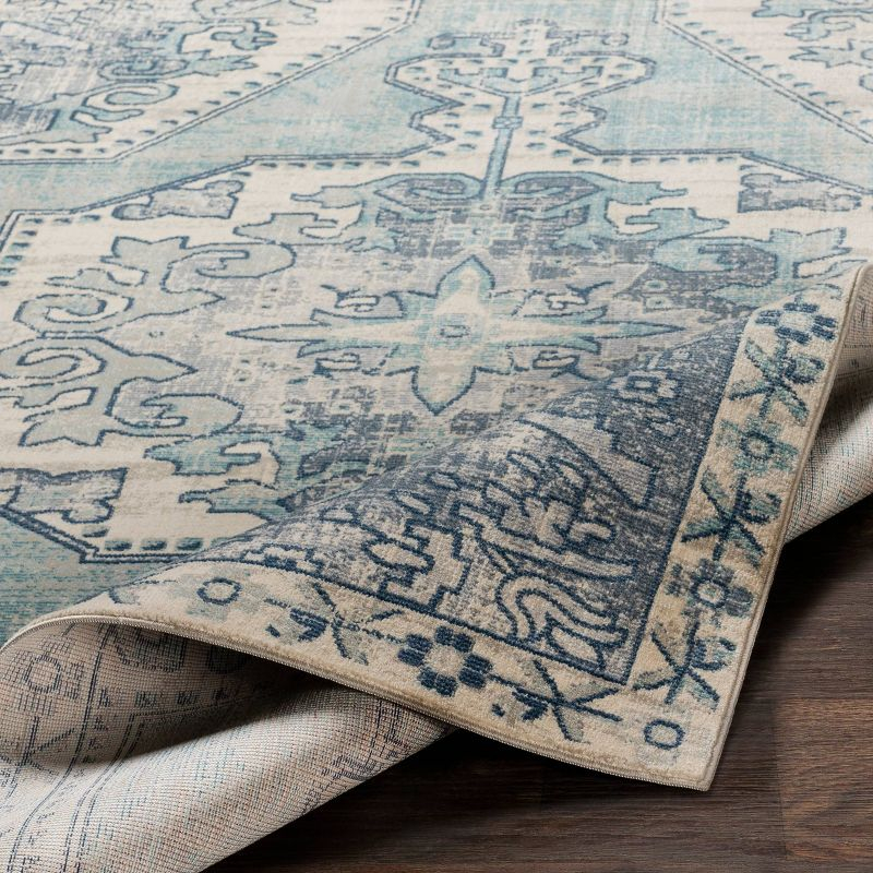 Livabliss 2'11"x7'10" Thatch Traditional Rug Blue: Stain & Fade-Resistant, Medium Pile, Polypropylene