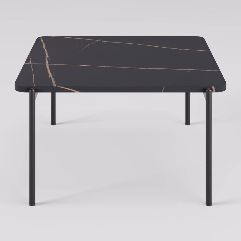2pc Arlo Coffee Table Set Black Faux Marble - CorLiving: Durable Iron Frame, MDF Top, Modern Design
