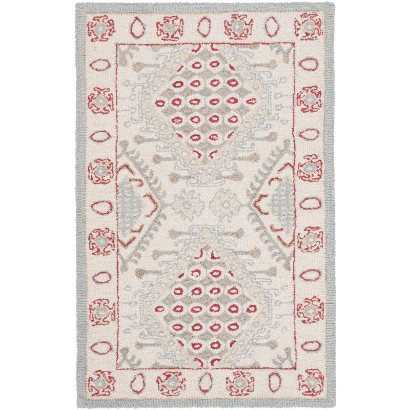 Micro-Loop MLP511 Hand Tufted Indoor Accent Rug - Ivory/Red - 2'6"x4' - Safavieh