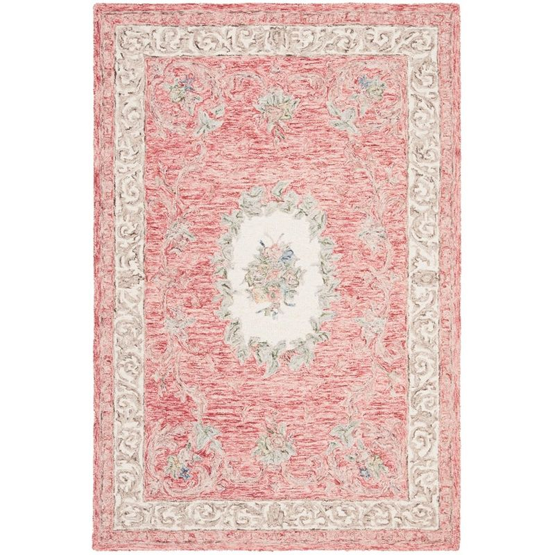 Aubusson AUB105 Hand Tufted Area Rug - Red/Ivory - 4'x6' - Safavieh.