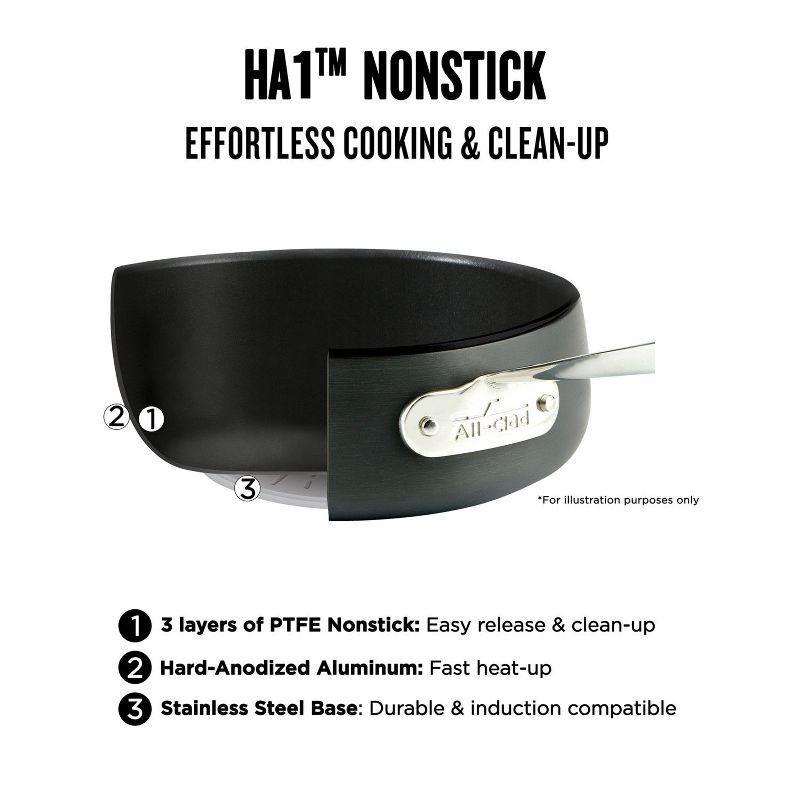 All-Clad 4 Quart Nonstick Sauteuse with Acacia Wood Trivet & Spoon and Glass Lid, HA1 Hard Anodized Cookware