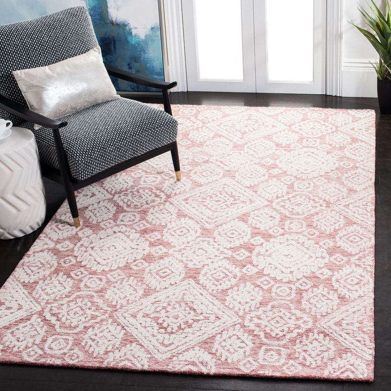 Metro MET987 Hand Tufted Indoor Area Rug - Dark Pink/Ivory - 4'x6' - Safavieh