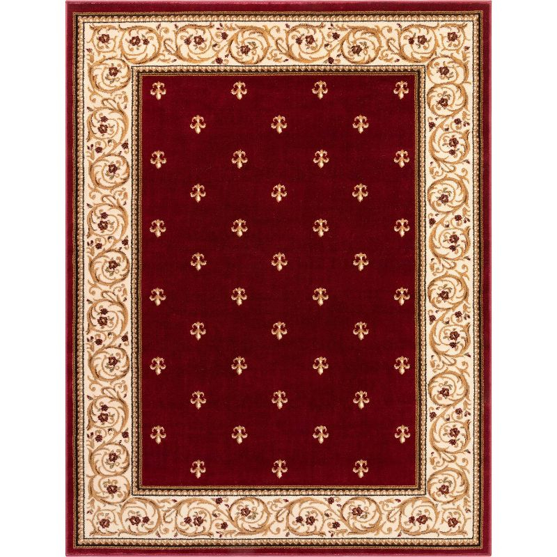 Well Woven Barclay Collection Fleur de Lis Red 5'3" x 7' Area Rug - for Living Room, Bedroom, and Dining Room