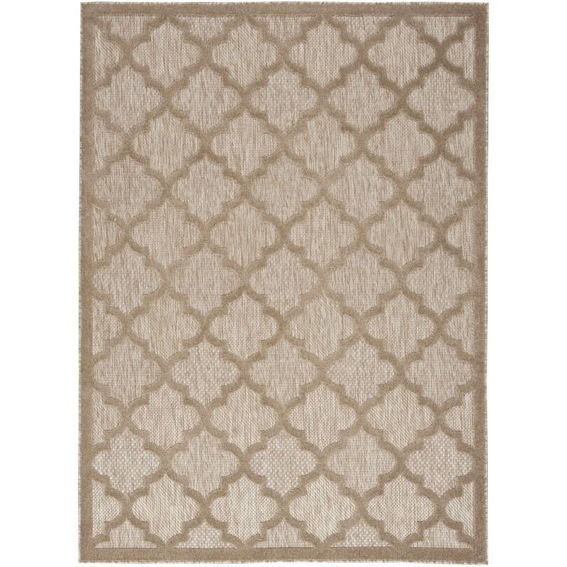 Nourison Easy Care Trellis Flatweave Indoor Outdoor Area Rug 4' x 6' Natural Beige