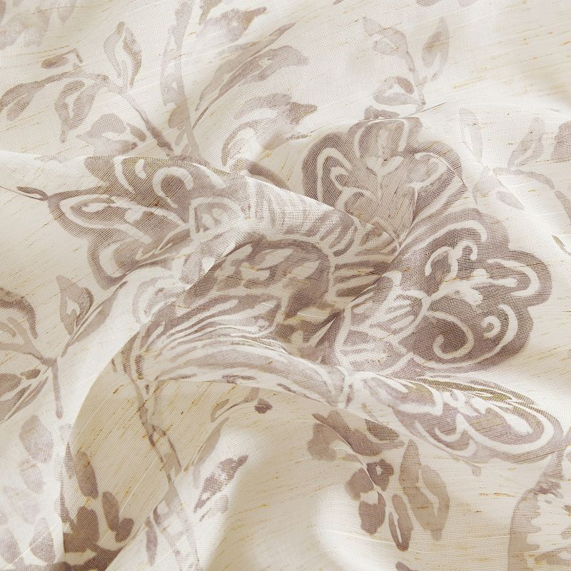 Westport Floral Tie-Top Cottagecore Sheer Single Window Curtain Panel - 52" x 95" - Flax - Elrene Home Fashions
