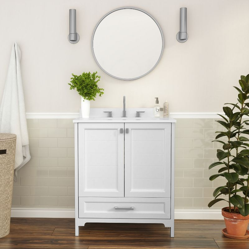 Flash Furniture 30 Inch Bathroom Vanity with Undermount Sink, Cabinet, and Drawer in White