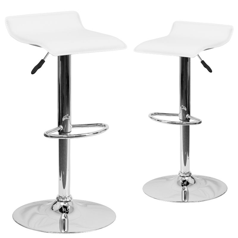 Set of 2 Ale Contemporary Adjustable Barstool White - Lumisource: Chrome-Plated, Swivel, Low Back