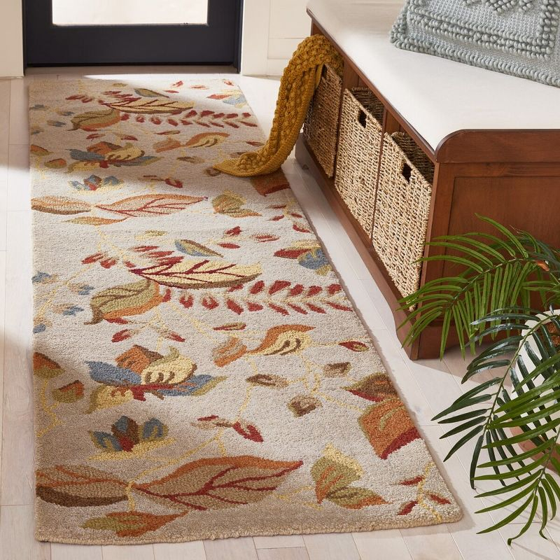 Blossom BLM913 Hand Hooked Indoor Runner Rug - Beige/Multi - 2'3"x8' - Safavieh