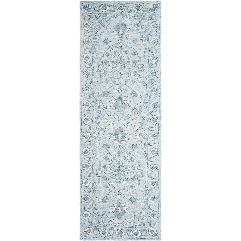 Micro-Loop MLP504 Hand Tufted Indoor Runner Rug - Light Blue/Ivory - 2'3"x11' - Safavieh