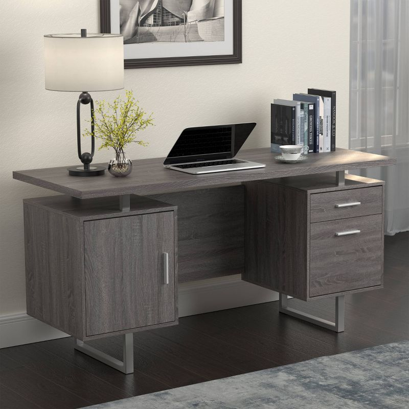 Lawtey 2 Drawer Office Desk Weathered Gray - Coaster: Modern Home Furniture with File Storage