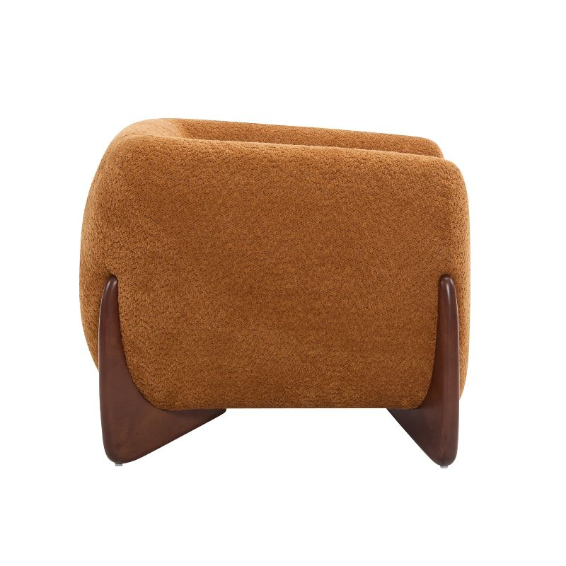 Christopher Knight Home Raymond Birch Wood Boucle Upholstered Club Chair, Caramel