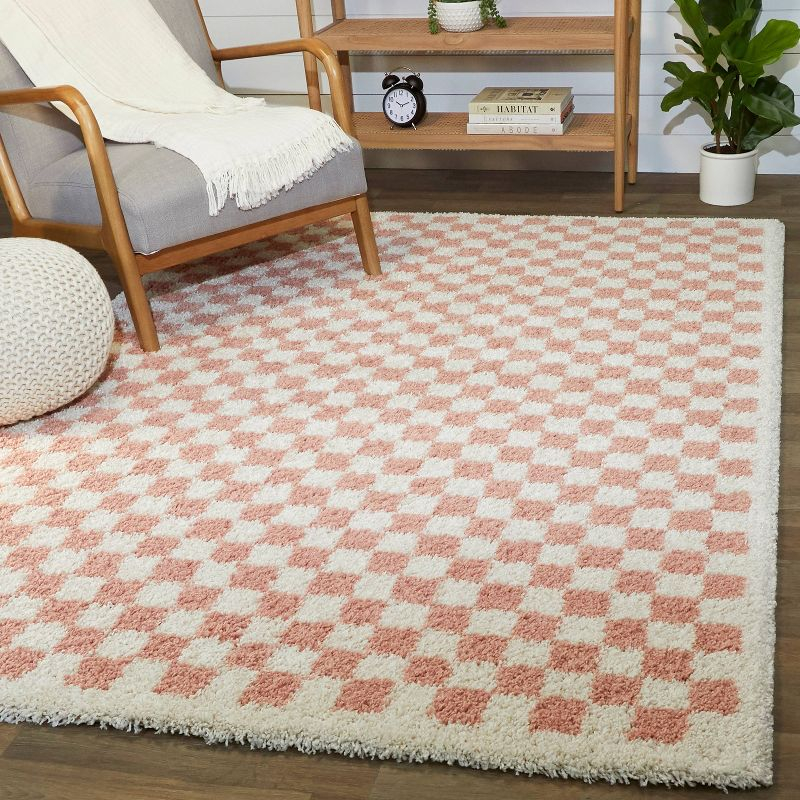 5'3"x7' Covey Checkered Kids' Area Rug Pink - Balta Rugs: Geometric Shag, Fade-Resistant, Pet Friendly, OEKO-TEX Certified
