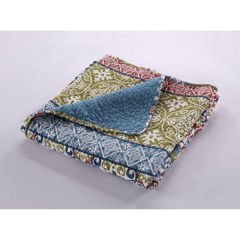 Greenland Home Fashions 50"x60" Shangri-La Throw Blanket: Quilted Abstract Cotton, Woven, Multicolored, All Ages