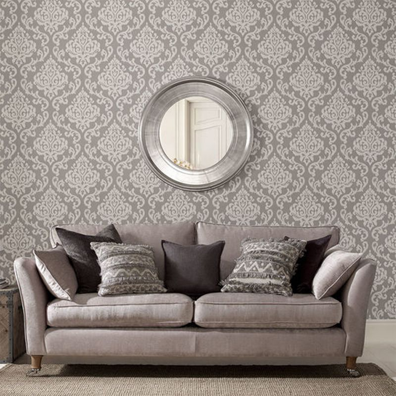 Ink Damask Grey Mist Paste the Wall Wallpaper