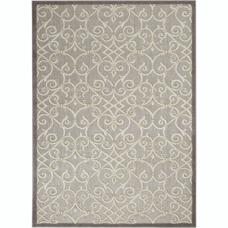 Nourison Aloha Contemporary Scroll Flatweave High-Low Indoor Outdoor Area Rug Natural 5'3" x 7'5"