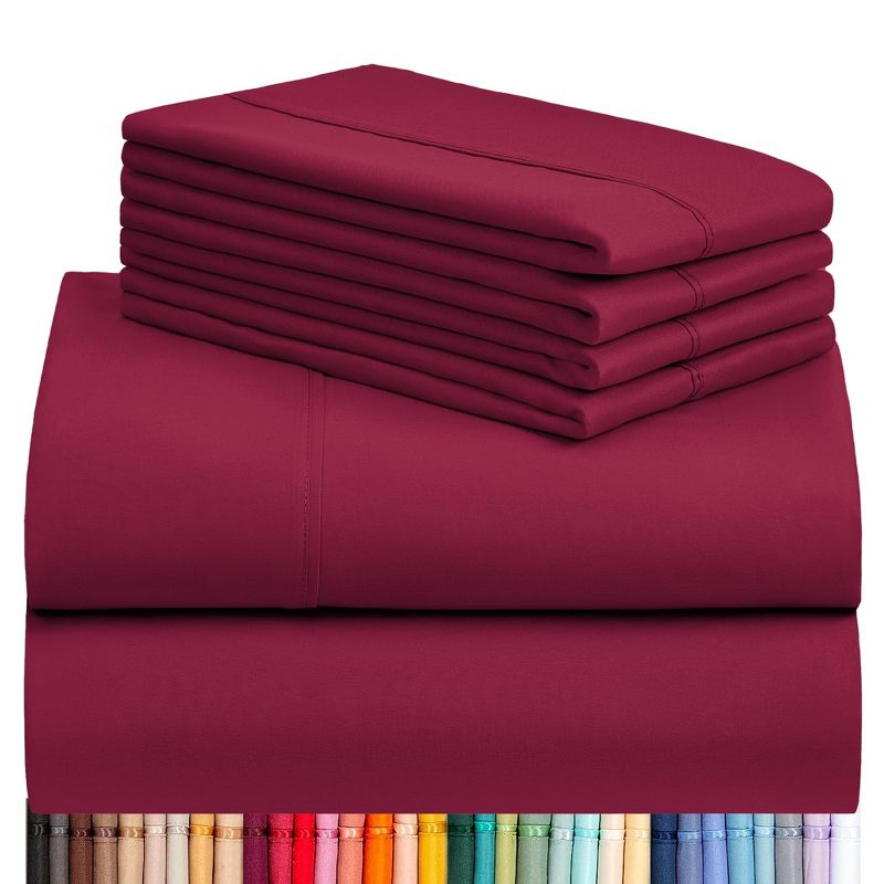 LuxClub 3 PC Burgundy King Silky Soft Cooling Deep Pocket Performance Sheet Set