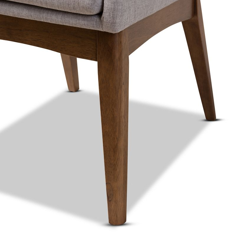 Set of 2 Nexus Mid Century Modern Walnut Wood Fabric Dining Side Chair Light Gray: Cushioned, Splayed Legs - Baxton Studio
