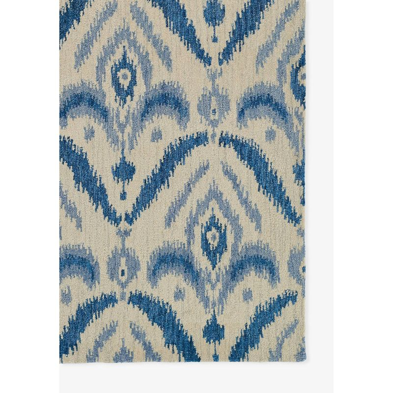 Momeni 3'6"x5'6" Leiden Ikat Elisha Handtufted Area Rug Blue: Wool, Medium Pile, Classic Pattern, Indoor Use