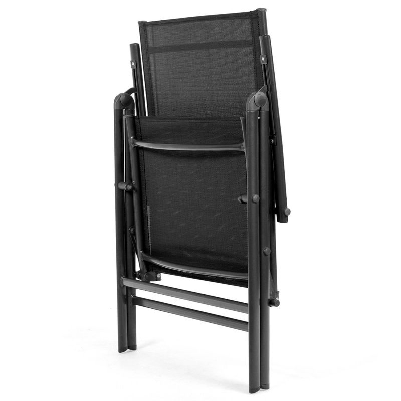 Costway Set of 2 Patio Folding Chair Recliner Adjustable  Black