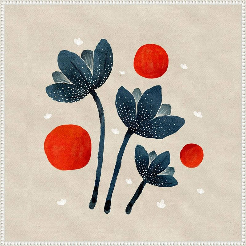 Amanti Art 30"x30" Blue Flowers II by Katie Oshea Framed Canvas Wall Art Print