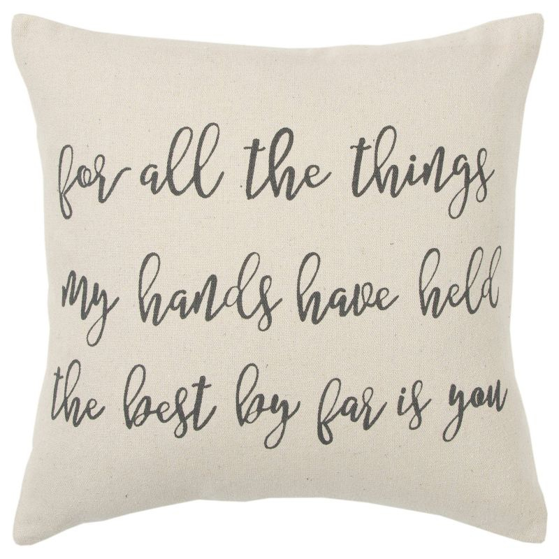 20"x20" Oversize 'For all the things...' Square Throw Pillow Cover - Rizzy Home: Couch Accent, Zippered