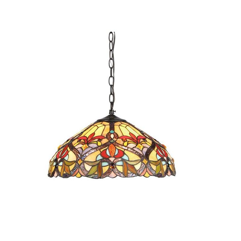 Chloe Lighting Byron Tiffany-Style 2 Light Victorian Ceiling Pendant Fixture 18`` Shade