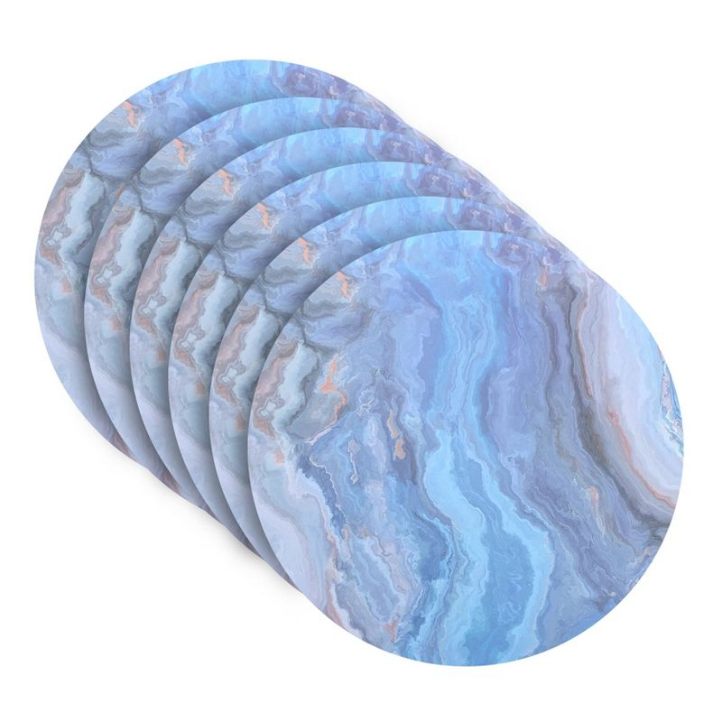 Dainty Home Marble Cork 15" Round  Placemats Set Of 6 - Navy