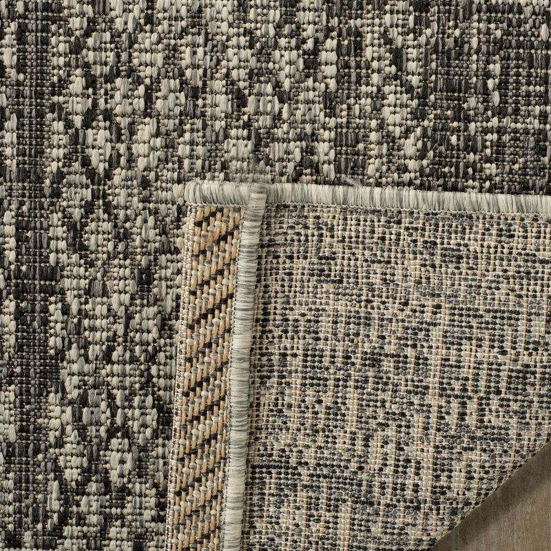 Courtyard CY8736 Power Loomed Indoor and Outdoor Area Rug - Light Grey/Black - 6'7"x6'7" - Safavieh