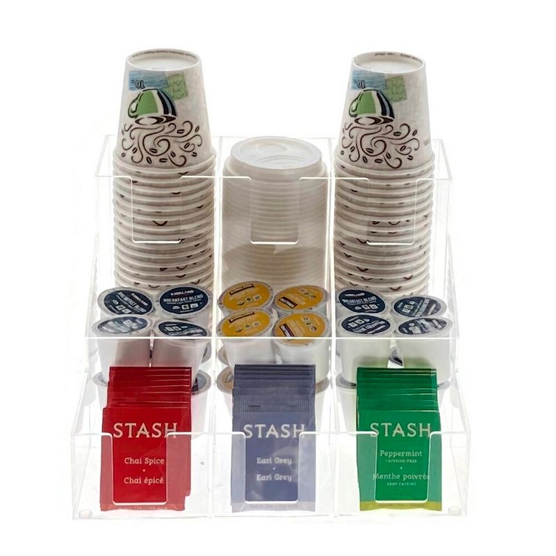 OnDisplay Kona Kai Acrylic Break Room Coffee Station Organizer for Cups/Lids/Sugar/Coffee Pods/Tea and more