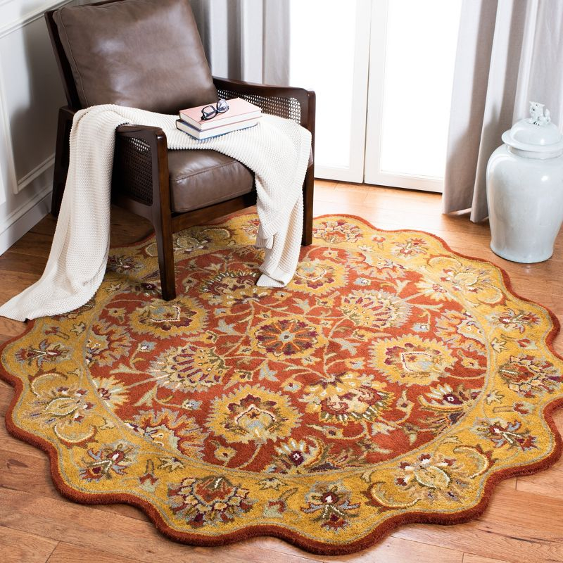 Heritage HG820 Hand Tufted Area Rug - Red/Natural - 6' Round - Safavieh.