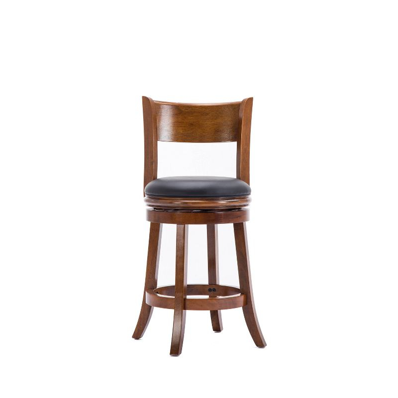 Boraam 24" Palmetto Swivel Hardwood Counter Height Barstool Walnut: Upholstered, Lacquered Finish, Foam Filled