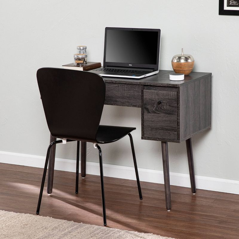 Harzen Storage Vanity with Mirror Black - Holly & Martin: Hidden Compartment, Telescoping Legs