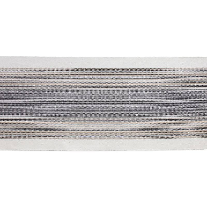 Design Imports  Black Striped Fringe Ribbed Table Runner 14X72