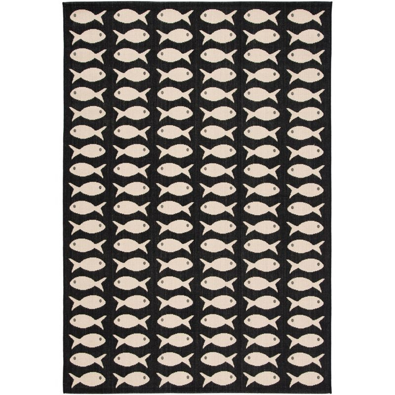 Courtyard CY6013 Power Loomed Indoor and Outdoor Accent Rug - Black/Beige - 2'x3'7" - Safavieh