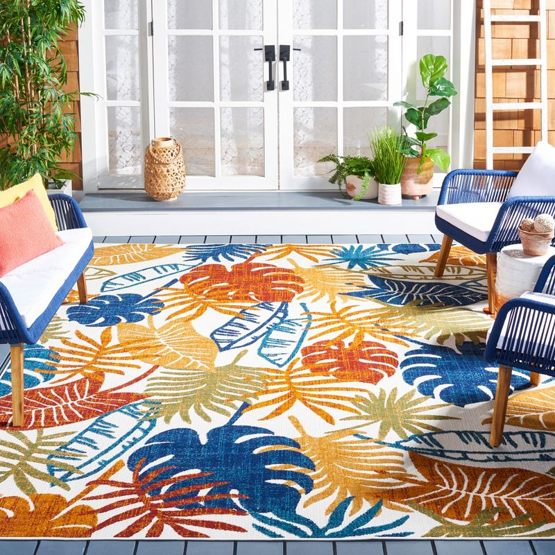 Cabana CBN831 Power Loomed Indoor and Outdoor Area Rug - Creme/Red - 6'x9' - Safavieh.