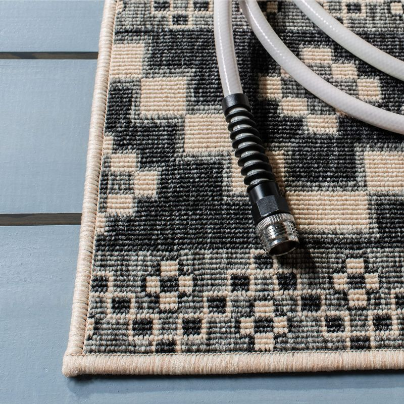 Veranda VER095 Power Loomed Indoor/Outdoor Runner Rug - Grey/Beige - 2'3"x14' - Safavieh.