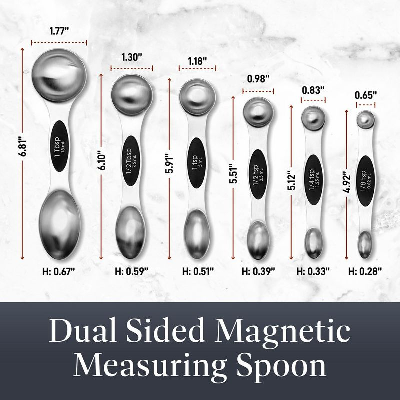6 pc magnetic measuring spoon stainless steel