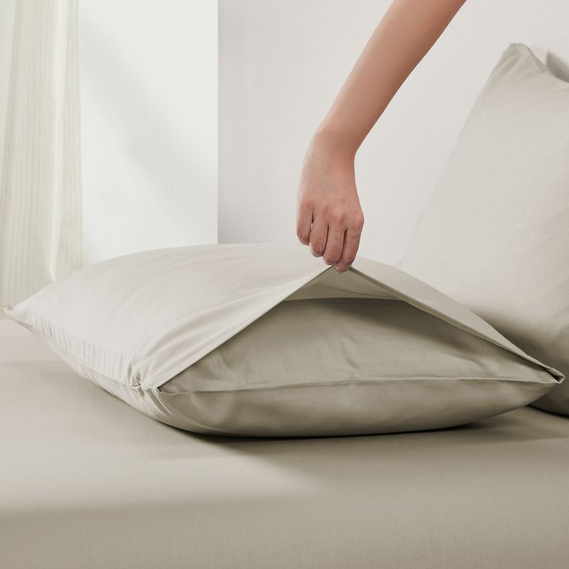 California Design Den 100% Cotton Pillow Cases Standard Size Set of 2, Sateen Weave, Cooling Pillow Cases for Standard / Queen Size Pillows, Beige