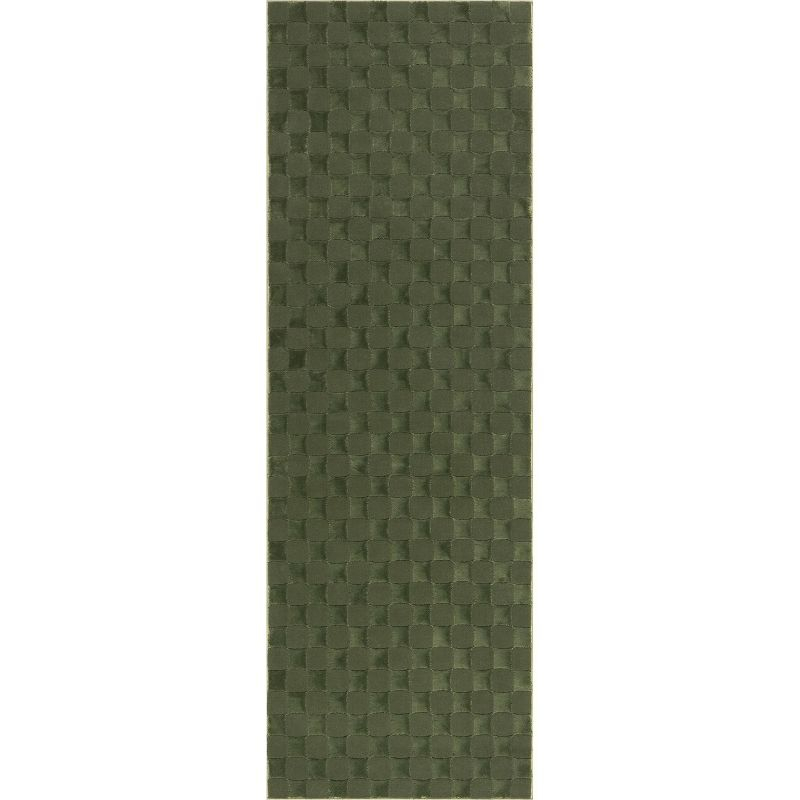Nuloom Alaiya Checkered Machine Washable Indoor Area Rug, Runner 2' 8" x 8', Green
