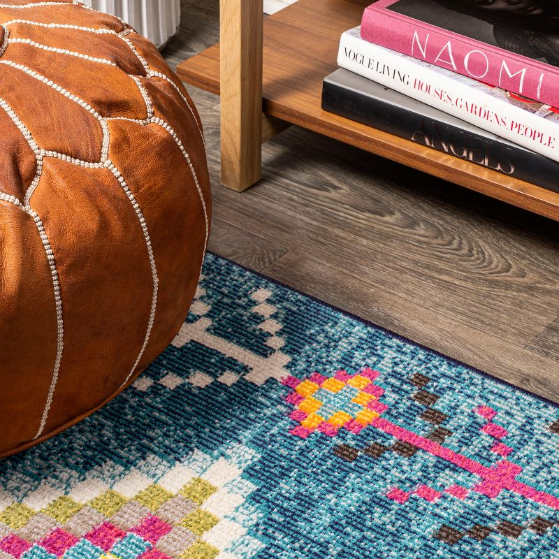 JONATHAN Y Love Geometric Dark Blue/Multi 2 ft. x 8 ft. Runner Rug