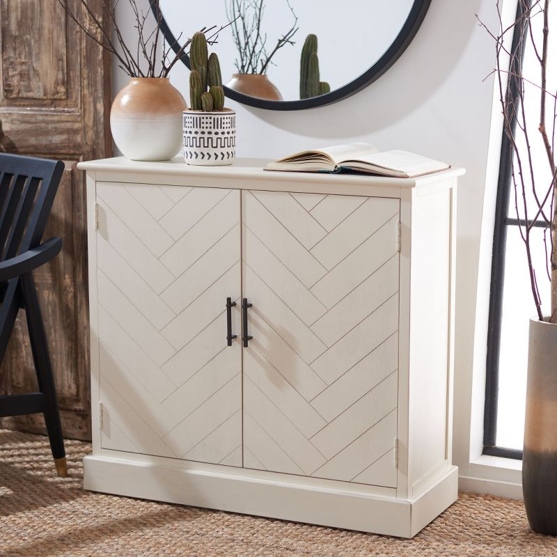 Peyton 2 Door Sideboard - Distressed White - Safavieh