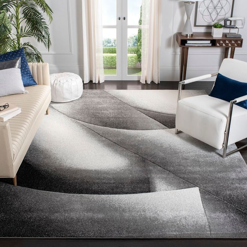Hollywood HLW716 Power Loomed Area Rug - Grey/Dark Grey - 8'x10' - Safavieh.