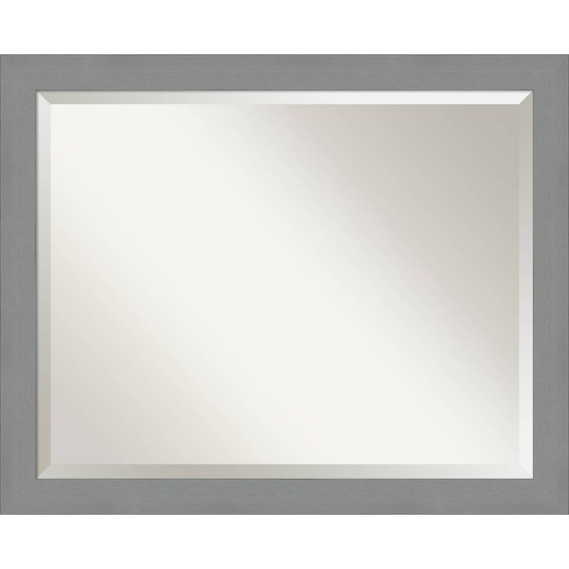 32" x 26" Brushed Nickel Framed Wall Mirror Silver - Amanti Art: Modern Beveled, No Assembly, Wall Mount