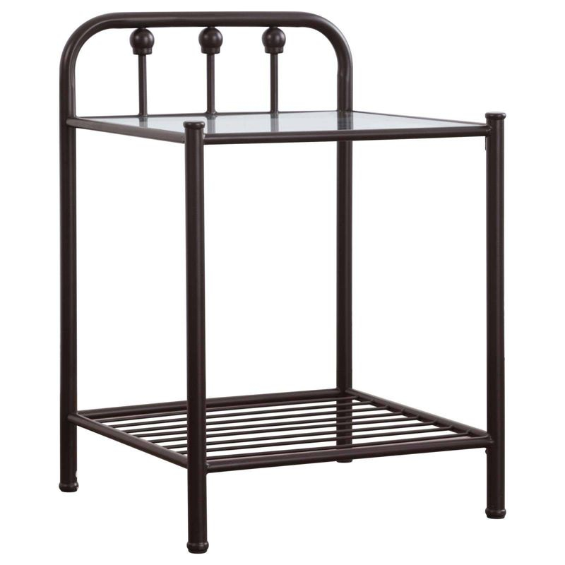 Coaster Livingston Traditional 1 Shelf Metal Nightstand with Glass Top Dark Bronze