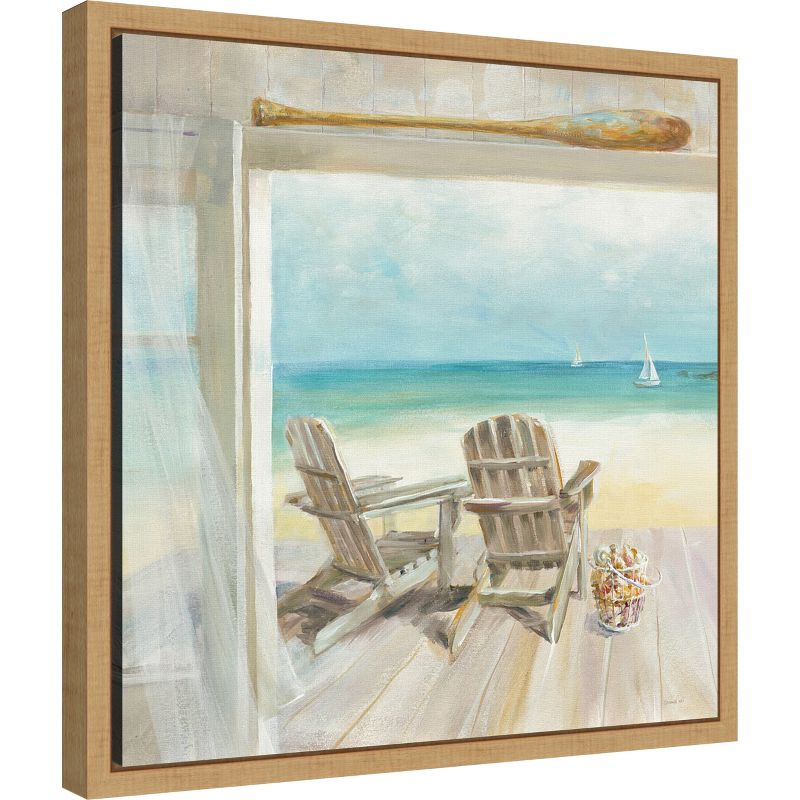 Amanti Art Seaside Morning Crop by Danhui Nai Canvas Wall Art Print Framed 16-in. x 16-in.