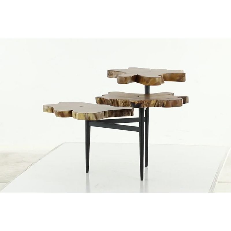 Rustic Teak Wood Accent Table Dark Brown - Olivia & May: Handcrafted, No Assembly Required